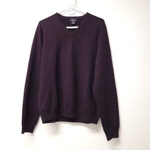Brooks Brothers 346 Mens Long Sleeve V Neck Sweater Size M Burgundy